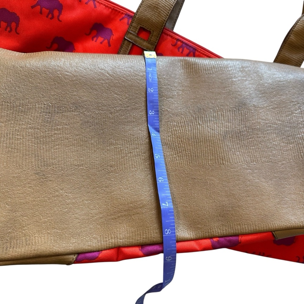 Stella & Dot Red and Brown Travel Bag with Adjustable Strap - Picture 3 of 8